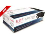 ELITE 100pk Black (Lge) Nitrile longcuff disposable Gloves